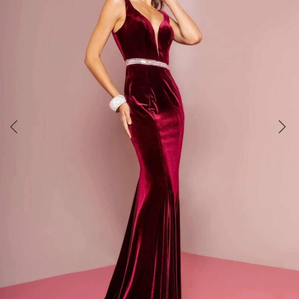 Elizabeth K Velvet Scoop Back Prom Gown Scarlett